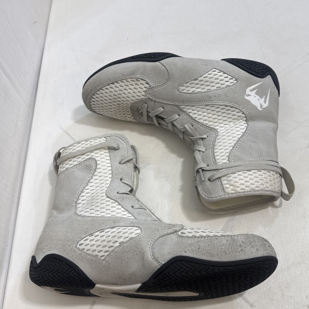 Venum Contender White Grey Boxing Wrestling Athletic Gym High Top Shoes Size 8.5